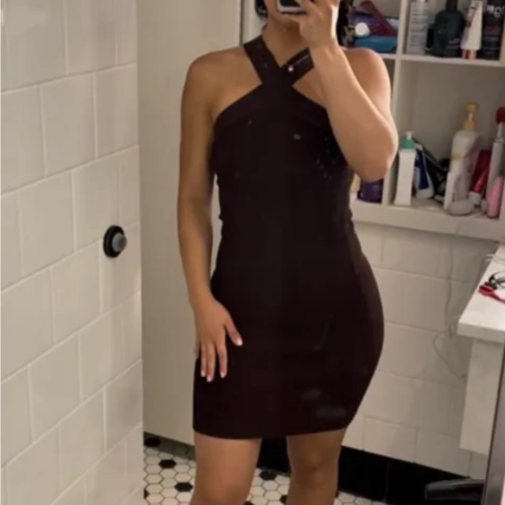 Brown Aritzia Crossback dress